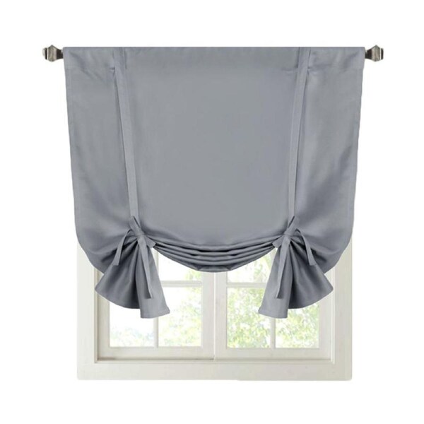 Nevenka Tie Up Shade for Small Window Thermal Insulated Rod Pocket 42"X63"-Light Grey