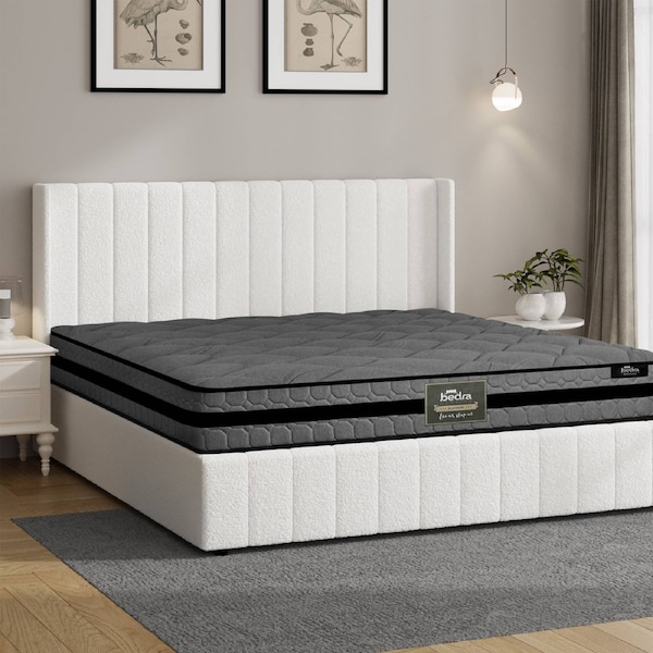 Oikiture Bed Frame King Size Gas Lift Storage Boucle Beds W/ Mattress Set BILY