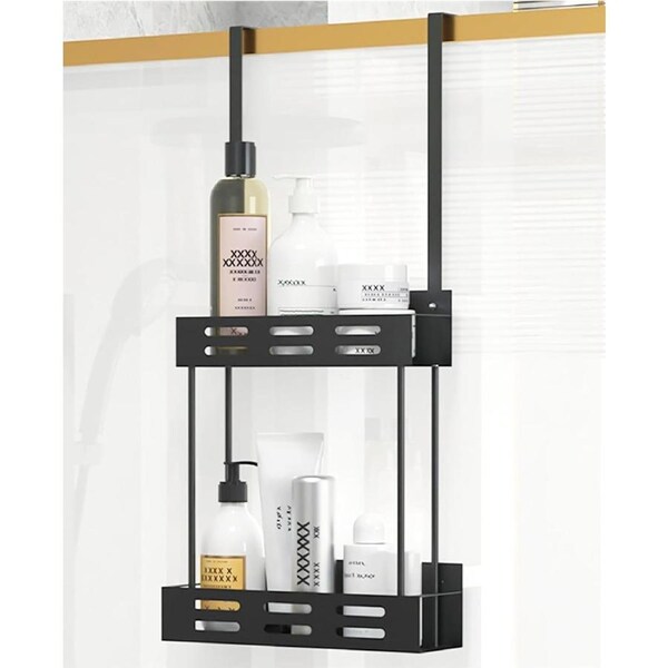 CARLA HOME Over the Door 2-tier Shower Caddy Organizer Shelf with Hooks for Bathroom