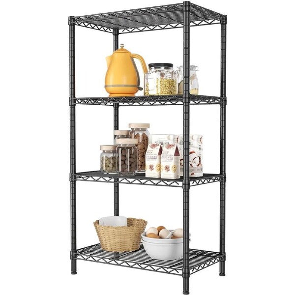 CARLA HOME 4-Tier Adjustable Metal Storage Shelves Wire Rack Organizer for Kitchen, Pantry, Bathroom or Laundry Room (60cm W x 40cm D x 126cm H)