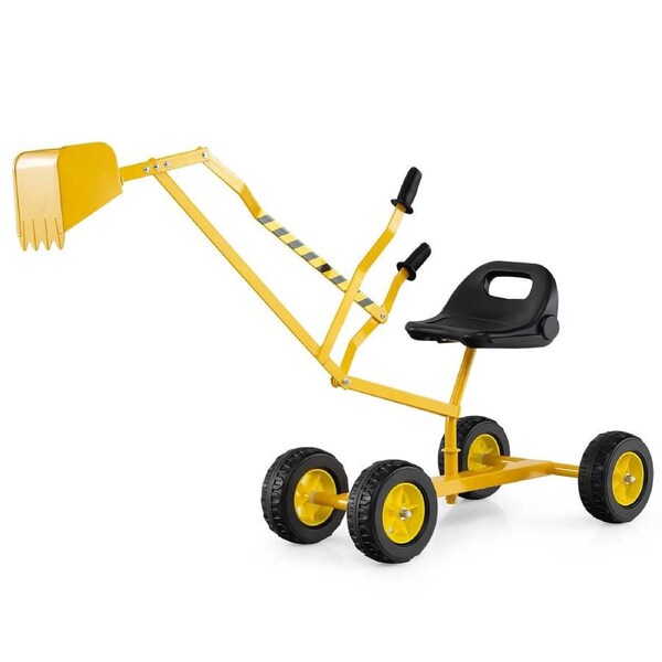 Babyjoy Sand Digger Toy Sandbox Toy w/Shovel 121cm 2-Handed Control Outdoor 360° Rotatable Ride on Excavator