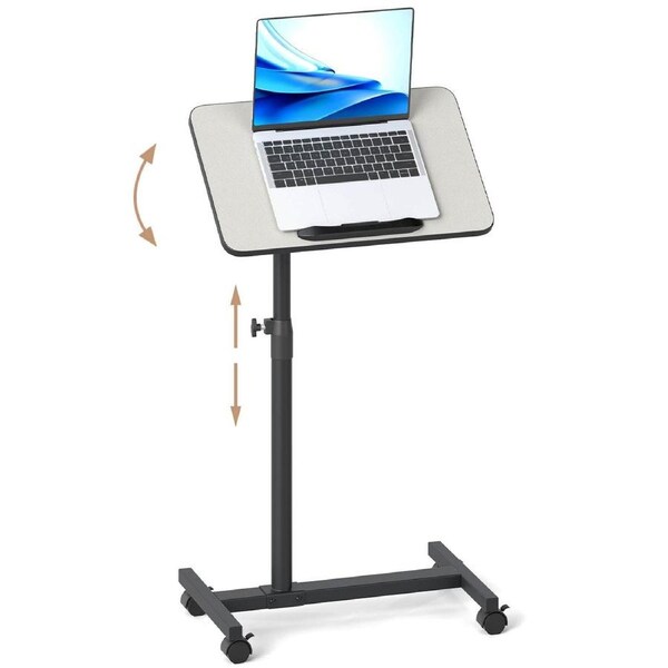 Costway Mobile Standing Desk Height Adjustable Overbed Bedside Table Rolling Laptop Study Desk Grey
