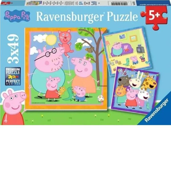 Ravensburger Puzzle 3x49pc - Peppa Pig Peppa's Family and Friends