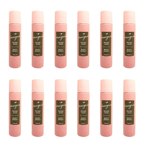 12PK Insignia Women's Body Spray Rose Oud 75ml Daily Fragrance Mist