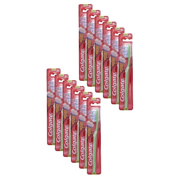 12PK Colgate Double Action Toothbrush Medium Dental Oral Care Teeth Cleaner