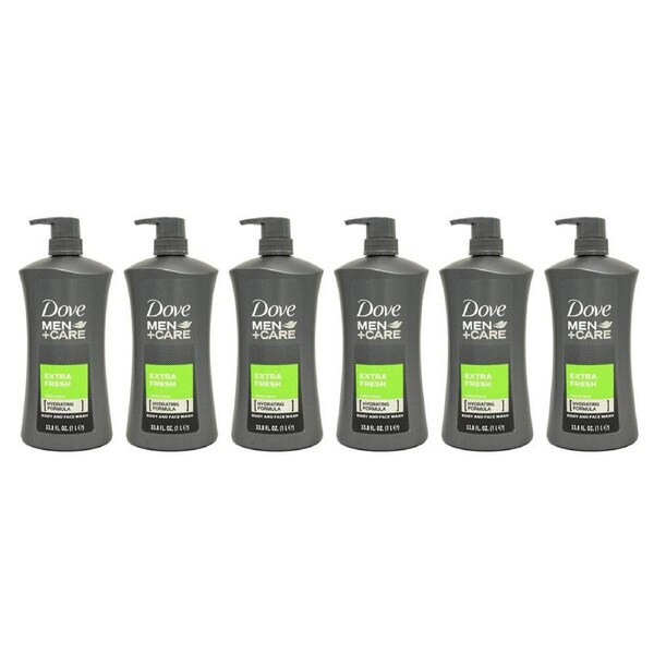 6PK Dove Men +Care Extra Fresh Body & Face Wash 1L Moisturising Care Dry Skin