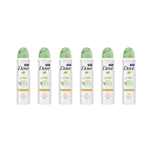 6PK Dove Go Fresh Deodorant Spray Cucumber & Green Tea 250ml 48hr Protection