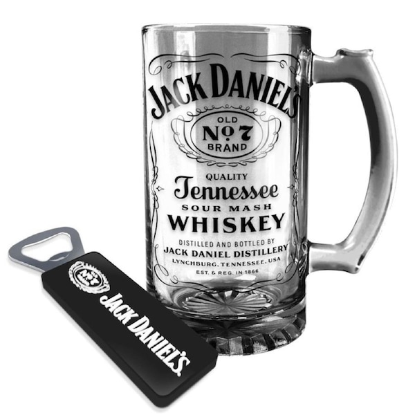 Jack Daniels Whiskey Glass Stein and Bottle Opener Gift Pack