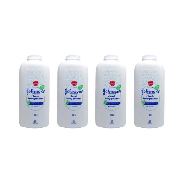 4PK Johnson's Classic Baby Powder Cornstarch 400g Gentle & Soothing Skin Care