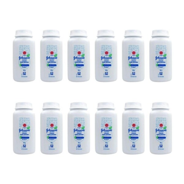 12PK Johnson's Classic Baby Powder Cornstarch 50g Gentle & Soothing Skin Care