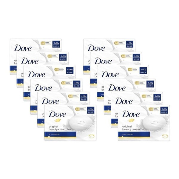 12x 4pc Dove Original Beauty Cream Soap Bar 90g Moisturising Shower Bath Care