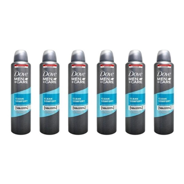 6PK Dove Men +Care Clean Comfort Deodorant Spray 250ml 48hr Protection