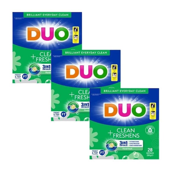 3x 28pc Duo DUO Clean Freshens Pack Laundry Capsule Clothes Cleaning Detergent