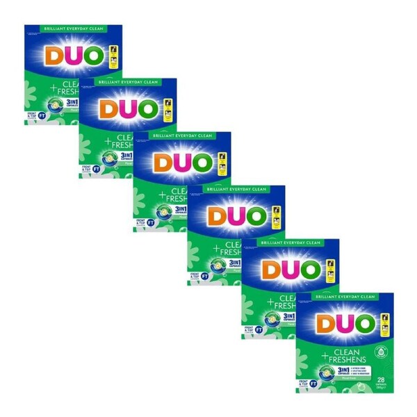 6x 28pc Duo DUO Clean Freshens Pack Laundry Capsule Clothes Cleaning Detergent