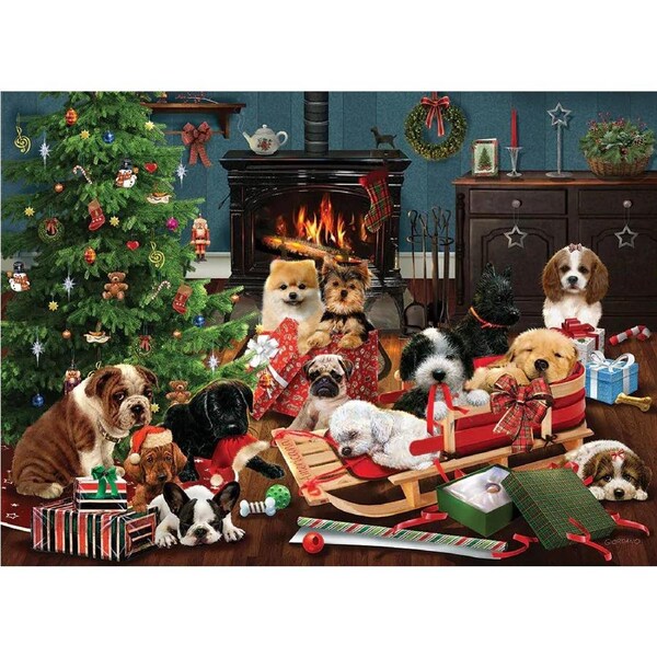 Cobble Hill - Christmas Puppies Puzzle 500pc