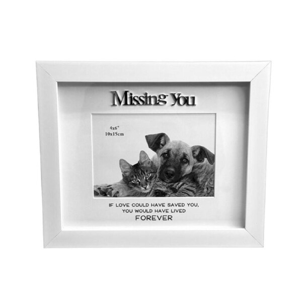 White Pet Frame - Missing You 4x6inch