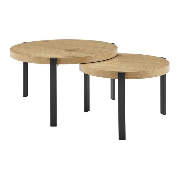 Trisha Coffee Tables Set of 2 Nesting Round Oak