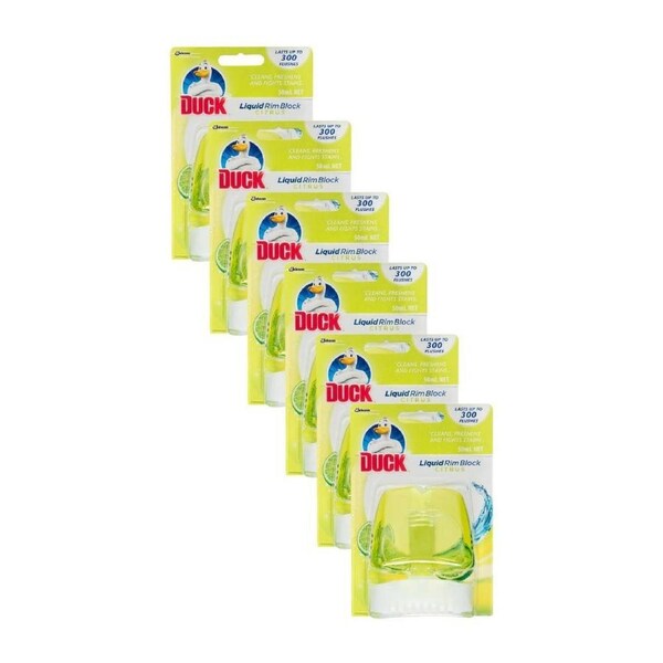 6PK Duck Liquid Rimblock Toilet Cleaner Citrus 50ml Bathroom Cleaning Detergent
