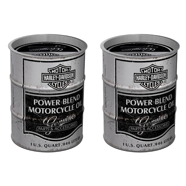 2PK Nostalgic-Art Harley-Davidson Oil Barrel Money Box/Decoration 9.3x9.3x11.5cm