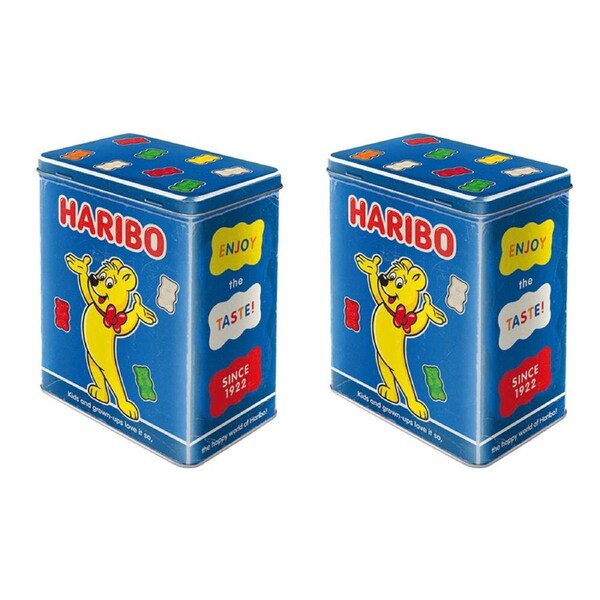 2PK Nostalgic-Art Haribo Enjoy The Taste Tin Storage Box/Decoration 10x14x20cm