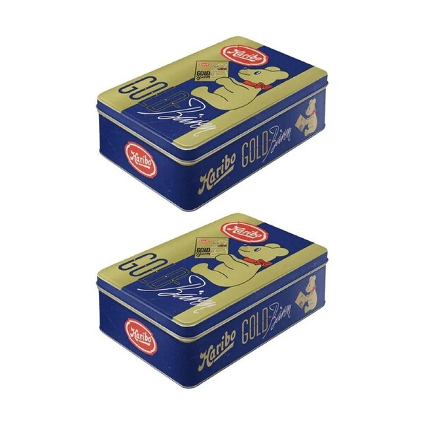 2PK Nostalgic-Art Vintage Haribo Goldbären Flat Storage Tin/Decoration 23x16x7cm