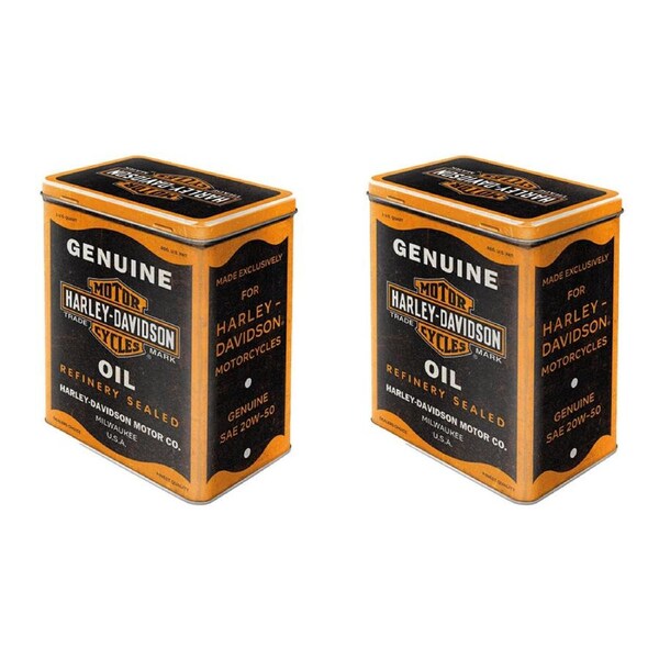 2PK Nostalgic-Art Harley-Davidson Oil Tin Storage Box/Decoration 10x14x20cm