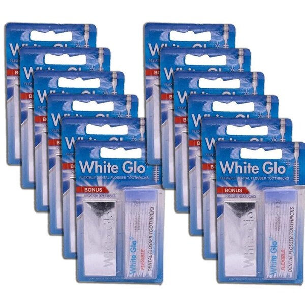 12x 50pc White Glo Flexible Dental Teeth/Gums Flosser Toothpick Cleaner WHT