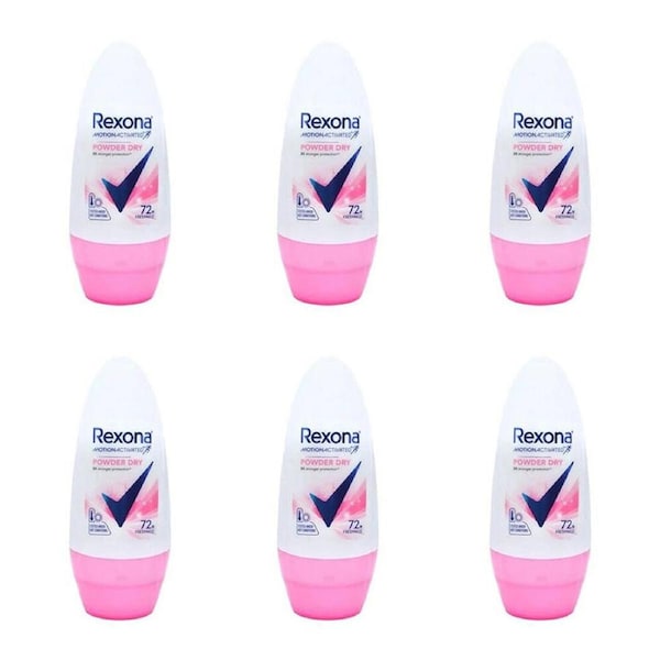 6PK Rexona Women 3x Protection Anti-Perspirant Roll On Deodorant 45ml Powder Dry
