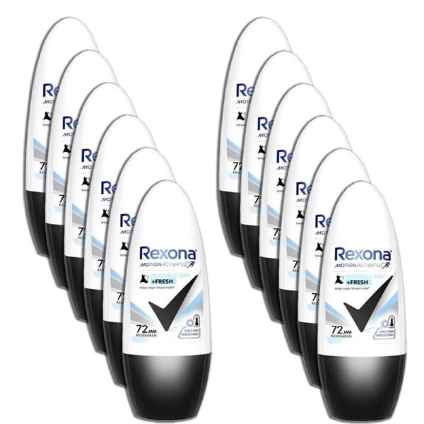 12PK Rexona Women 72hr Anti-Perspirant Roll On Deodorant 45ml Invisible Dry