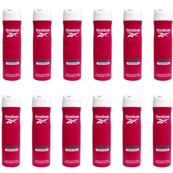 12PK Reebok Women Deodorant Scented Body Spray Fragrance 150ml Inspire Your Mind