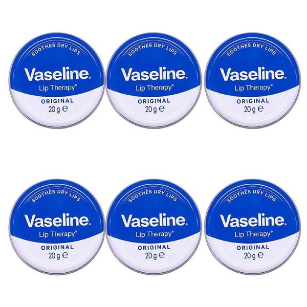 6PK Vaseline Lip Therapy Petroleum Moisturising Jelly Balm 20g Original