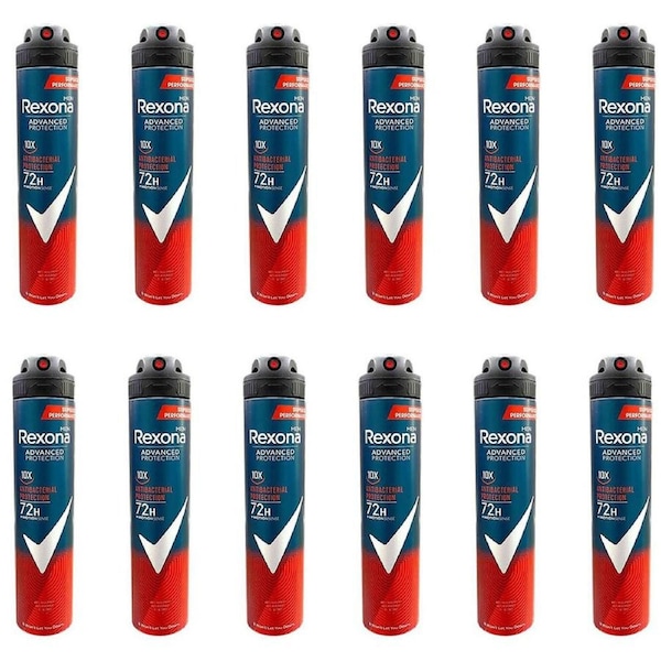 12PK Rexona Men Antibacterial Anti-Perspirant Deodorant Body Spray 200ml