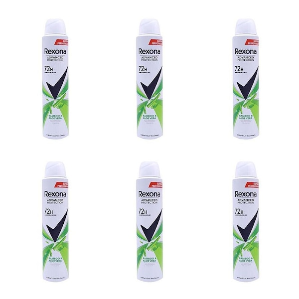 6PK Rexona Women Underarm Deodorant Body Spray 200ml Bamboo & Aloe Vera