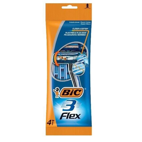 BIC 3-Flex Men's Disposable Shaving Razor - Closer & Softer Triple-Blade - 40 Sticks