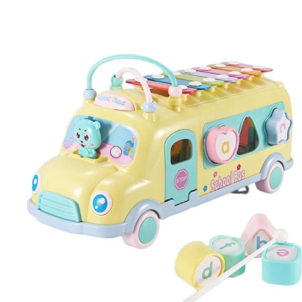 Nevenka Intellectual School Bus Knocking Piano Music Toy Shape Puzzles-Yellow