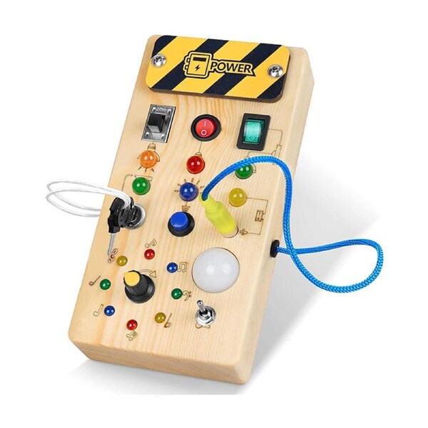 Nevenka Montessori Busy Board with 8 LED Light Switches for 1+ Year Old Baby