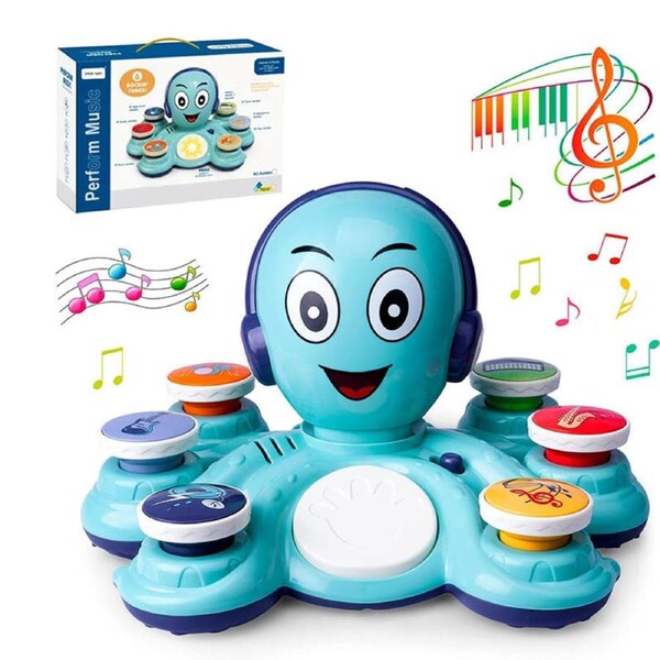 Nevenka Octopus Musical Toys with Light & Sound for Baby 18+ Months-Blue