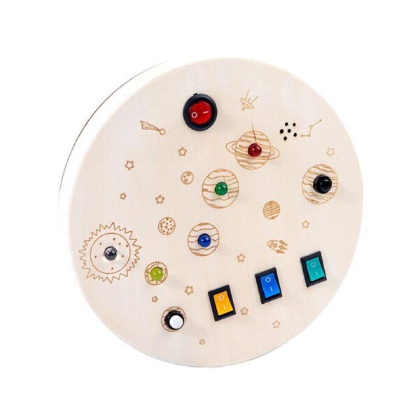 Nevenka Round Busy Board with LED Light Switch for 1+ Year Old Baby