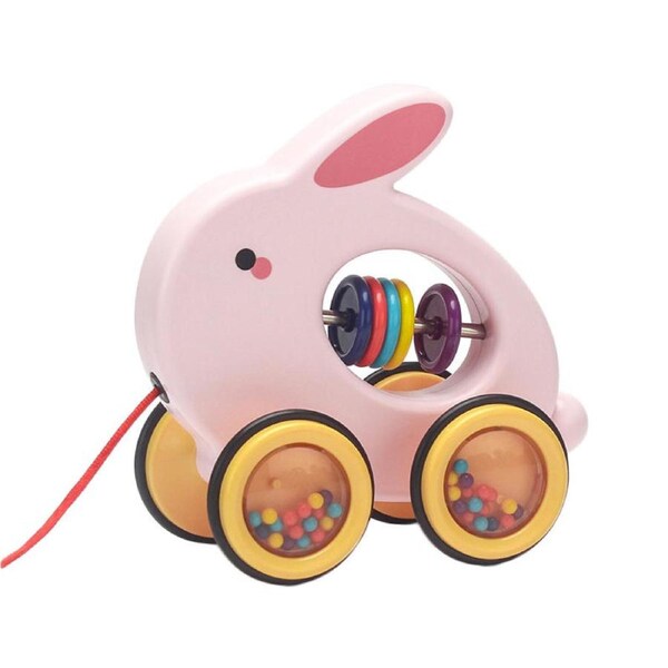 Nevenka Pull Along Rolling Animal Toy for Toddler with Rattle-Rabbit