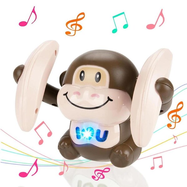 Nevenka Crawling Monkey Interactive Toys for Baby with Light & Music-Brown