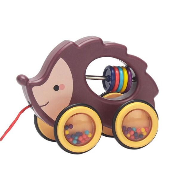 Nevenka Pull Along Rolling Animal Toy for Toddler with Rattle-Hedgehog