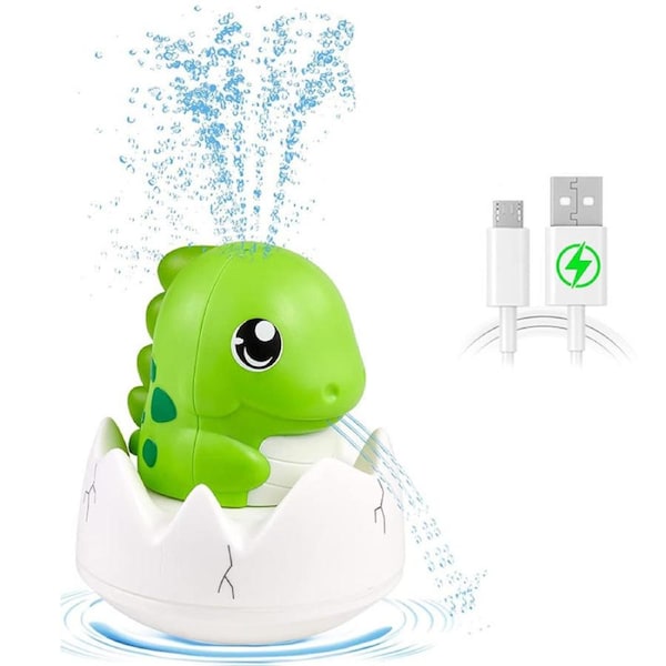 Nevenka Dinosaur Bath Toys for Baby Rechargeable Light Up Sprinkler-Light Green