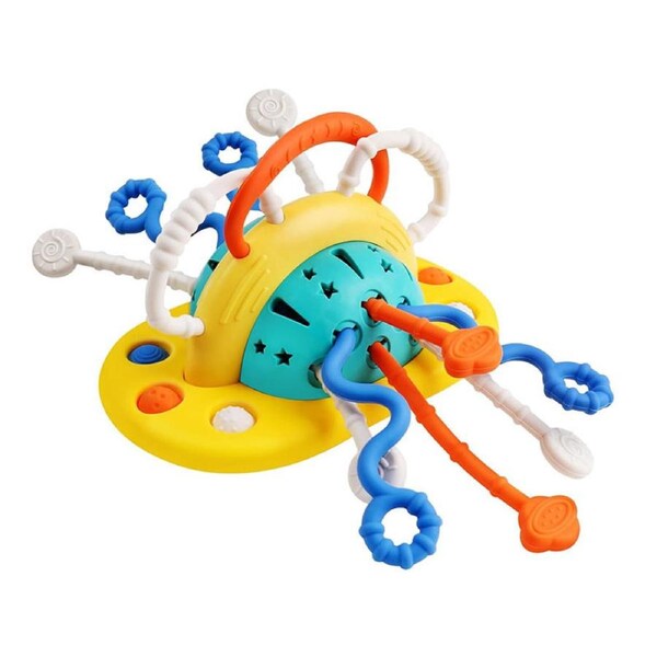 Nevenka Baby Pull String Toy Food Grade Silicone for Fine Motor Skills-Galaxy