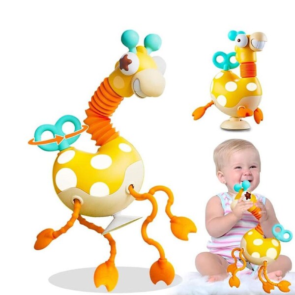 Nevenka Baby Pull String Toy Food Grade Silicone for Fine Motor Skills-Giraffe