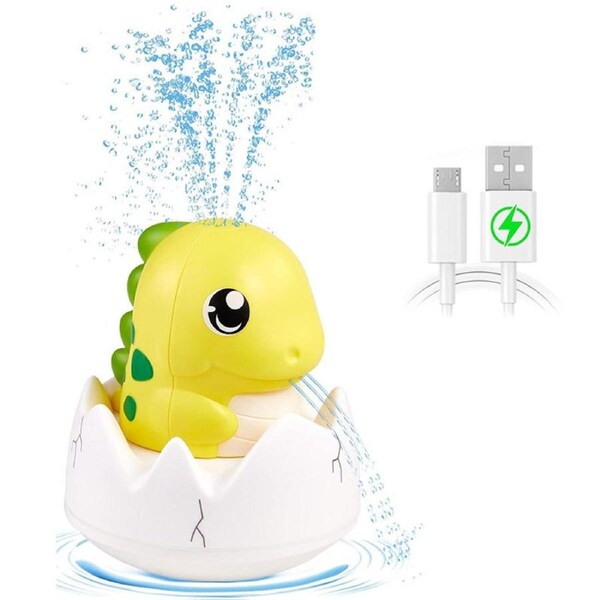 Nevenka Dinosaur Bath Toys for Baby Rechargeable Light Up Sprinkler-Yellow