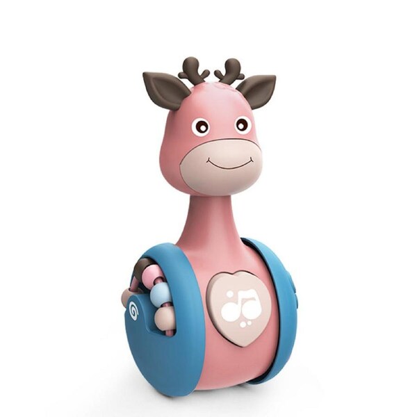 Nevenka Cute Giraffe Roly Poly for Toddler 3-12 Month Tummy Time Toys-Pink