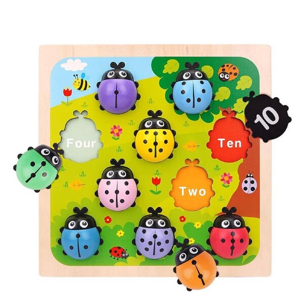 Nevenka Wooden Counting Ladybugs for Baby Develop Fine Motor Skills