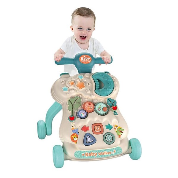 Nevenka 2-in-1 Baby Walker with Play & Learning Panel -Green
