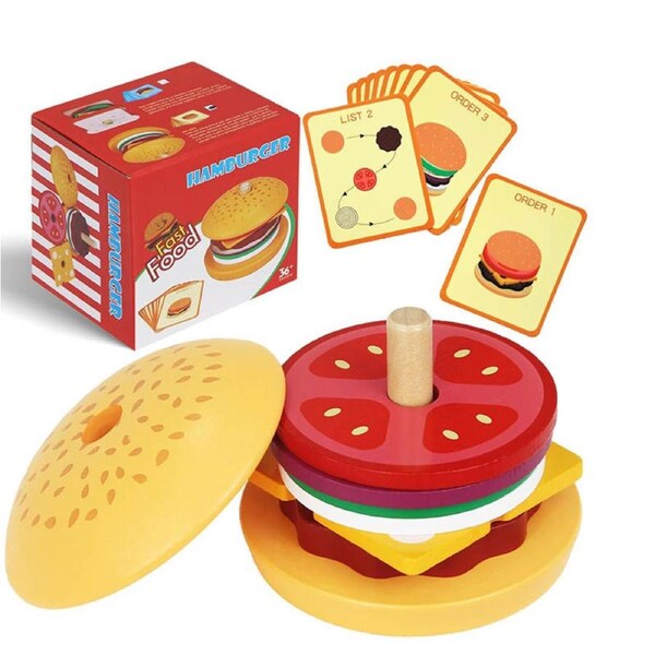 Nevenka Hamburger Stacking Toys for Kids to Develop Fine Motor Skills