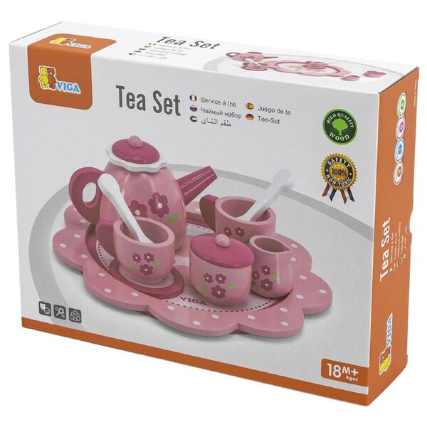 Viga Wooden Tea Set 12pc Pink